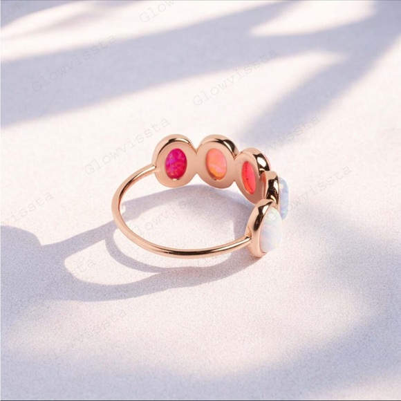 🆕 (NEW IN BOX) Fire Opal Band. Size 7.25/ 7¼. **925 Sterling Silver, NOT gold** - Picture 5 of 12